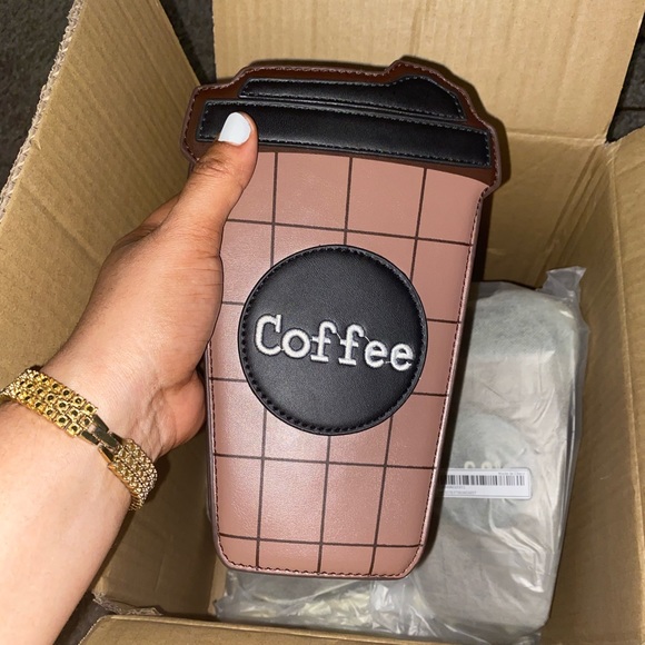 WORN ONCE ☕️Cup Design Letter Patch Novelty Bag☕️ - Picture 7 of 7